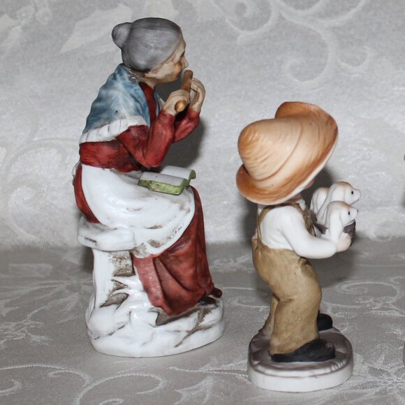 Vintage Bisque Figurine Boy With Puppies - Picture 9 of 12